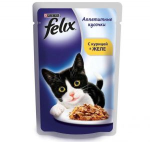 Консервы для кошек "Felix", аппетитные кусочки с курицей в желе, 85 г ― интернет зоомагазин  "Наши зверушки"
