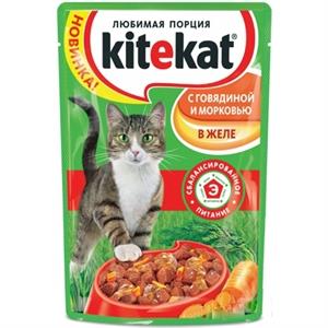 Корм для кошек Kitekat консервы говядина/морковь в желе 100 гр