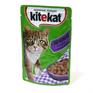 Корм для кошек Kitekat. Консервы печень в соусе.